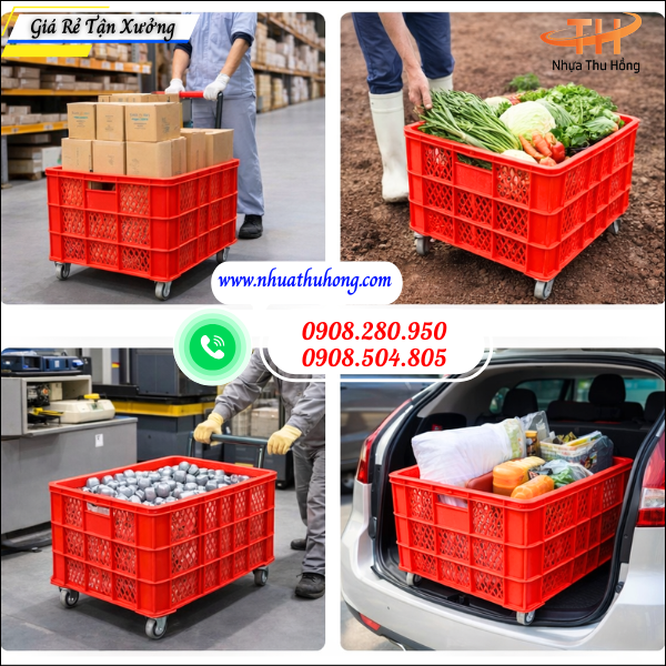 Sóng nhựa có bánh xe giá rẻ bền chắc giao nhanh toàn quốc 3 sóng nhựa nhựa dày