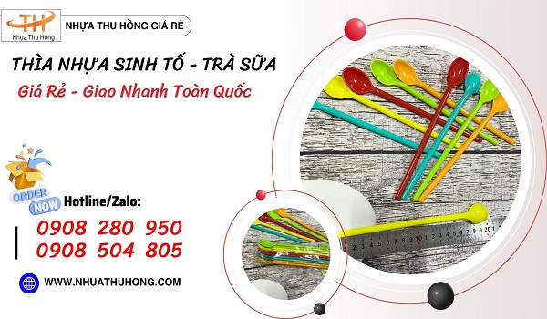 Thìa nhựa sinh tố giá rẻ dày đẹp cho quán ăn và quán nước 1 thia nhua 1