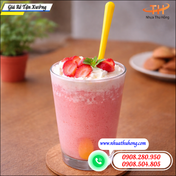 Thìa nhựa sinh tố giá rẻ dày đẹp cho quán ăn và quán nước 3 muỗng nhựa sinh tố cán dài