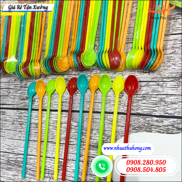 Thìa nhựa sinh tố giá rẻ dày đẹp cho quán ăn và quán nước 5 mua thìa nhựa sinh tố cán dài ở đâu