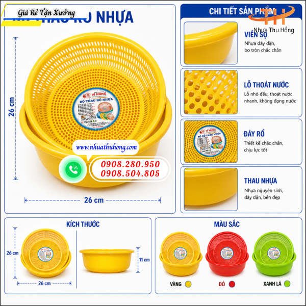 Bộ thau rổ nhựa giá sỉ rẻ tận kho hàng luôn có sẵn tại HCM 3 Bộ thau rổ nhựa đa năng rửa rau vo gạo tiện lợi