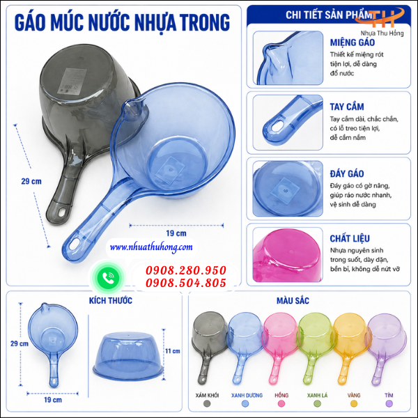 Nhập sỉ gáo múc nước nhựa trong giá rẻ bán lợi nhuận cao 3 gáo múc nước nhựa trong