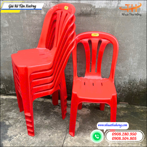 Mua ghế nhựa dựa đỏ giá sỉ ở đâu uy tín giao hàng nhanh 4 ghế nhựa nhẹ dễ di chuyển