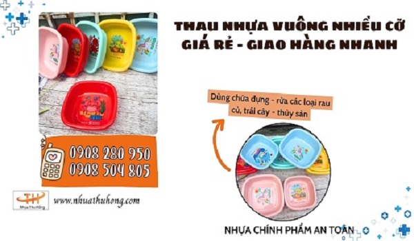 Thau nhựa vuông giá sỉ tận kho nguồn hàng ổn định quanh năm 1 thau nhựa vuông giá rẻ