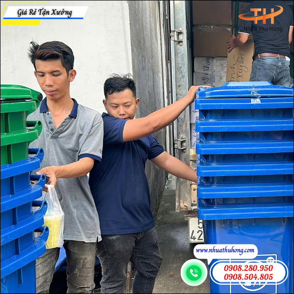 Nhựa Thu Hồng nhà phân phối thùng rác nhựa giá sỉ uy tín 2 Thùng Rác Nhựa Công Cộng Dung Tích Lớn Giá Sỉ