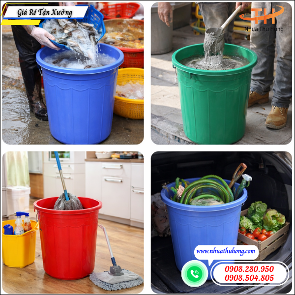 Nhà phân phối thùng, xô nhựa 45l uy tín giá sỉ tại TP.HCM 4 Thùng nhựa 45L đa năng dùng trong gia đình và công nghiệp.