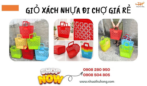 Mua giỏ xách nhựa đi chợ giá rẻ mẫu đẹp giao hàng nhanh 1 gio xach di cho 1