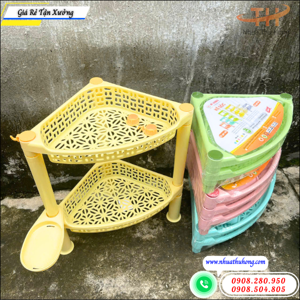 Chuyên sỉ kệ góc 2, 3 tầng nhựa bền đẹp giá tốt tại TP.HCM 3 kệ góc tiết kiệm diện tích
