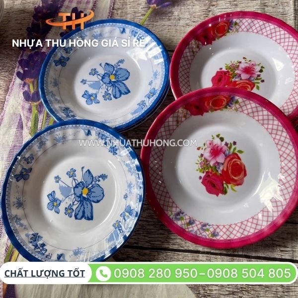Kho sỉ chén, tô, dĩa nhựa đủ màu giá rẻ nhất 4 Dĩa nhựa melamine kho sỉ giá rẻ