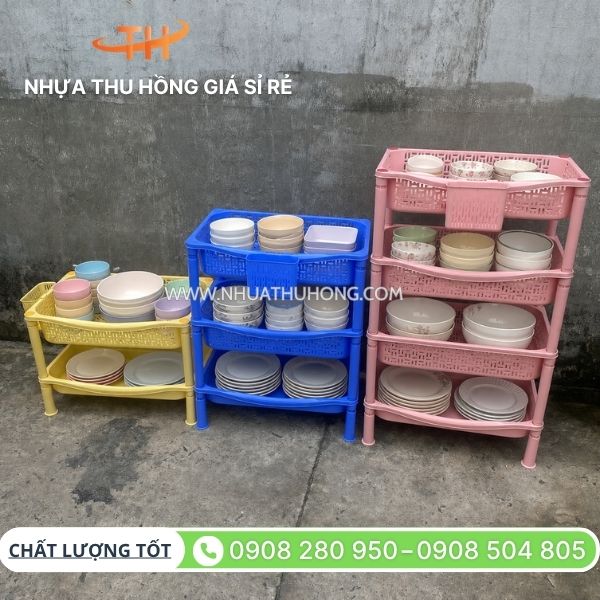 Kho sỉ kệ nhựa úp chén, tô, dĩa 2 tầng, 3 tầng, 4 tầng giá rẻ 7 Kệ nhựa úp chén, tô, dĩa giá sỉ rẻ TP.HCM