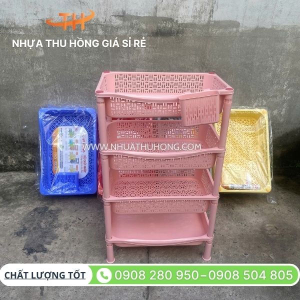 Kho sỉ kệ nhựa úp chén, tô, dĩa 2 tầng, 3 tầng, 4 tầng giá rẻ 5 Kệ nhựa úp chén 4 tầng giá sỉ rẻ