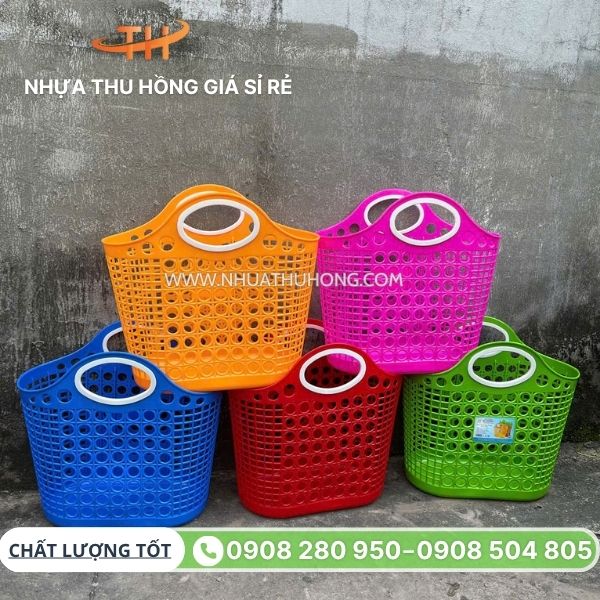 Nơi sỉ giá tốt giỏ nhựa đi chợ nhiều mẫu nhiều màu tại TP.HCM 3 Giỏ nhựa quai tròn đủ màu giá tốt