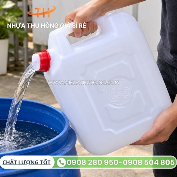 Kho sỉ can nhựa trắng giá tốt cho cơ sở sản xuất 5 Can nhựa sỉ lẻ tại nhựa Thu Hồng