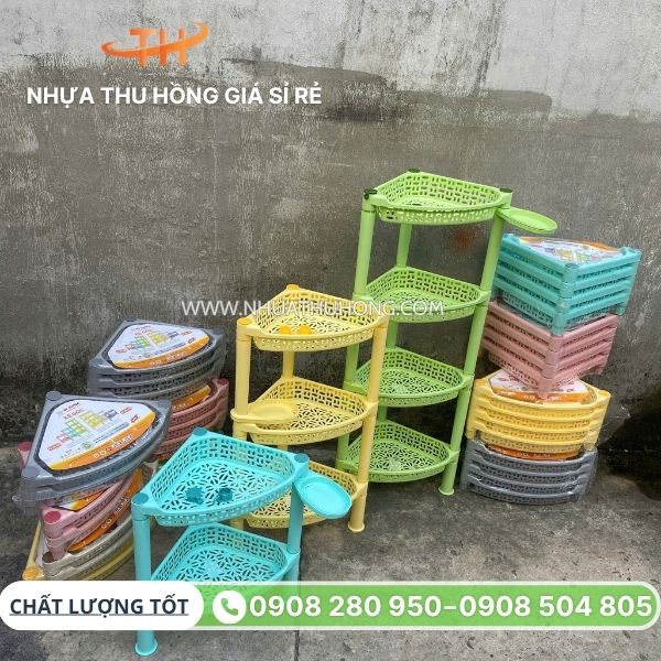 Giá sỉ kệ góc nhựa tam giác đủ màu, gọn đẹp, tiện đựng đồ 2 tầng, 3 tầng, 4 tầng 2 Kệ góc 2,3,4 tầng tại kho TP.HCM