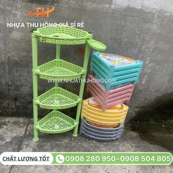 Giá sỉ kệ góc nhựa tam giác đủ màu, gọn đẹp, tiện đựng đồ 2 tầng, 3 tầng, 4 tầng 5 Kệ góc tam giác 4 tầng có đủ màu giá rẻ